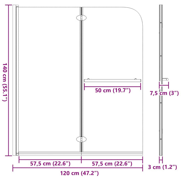 Dunkle Duschabtrennung Transparent 95x140 cm