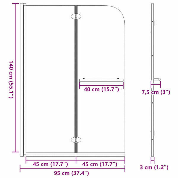 Dunkle Duschabtrennung Transparent 120x140cm