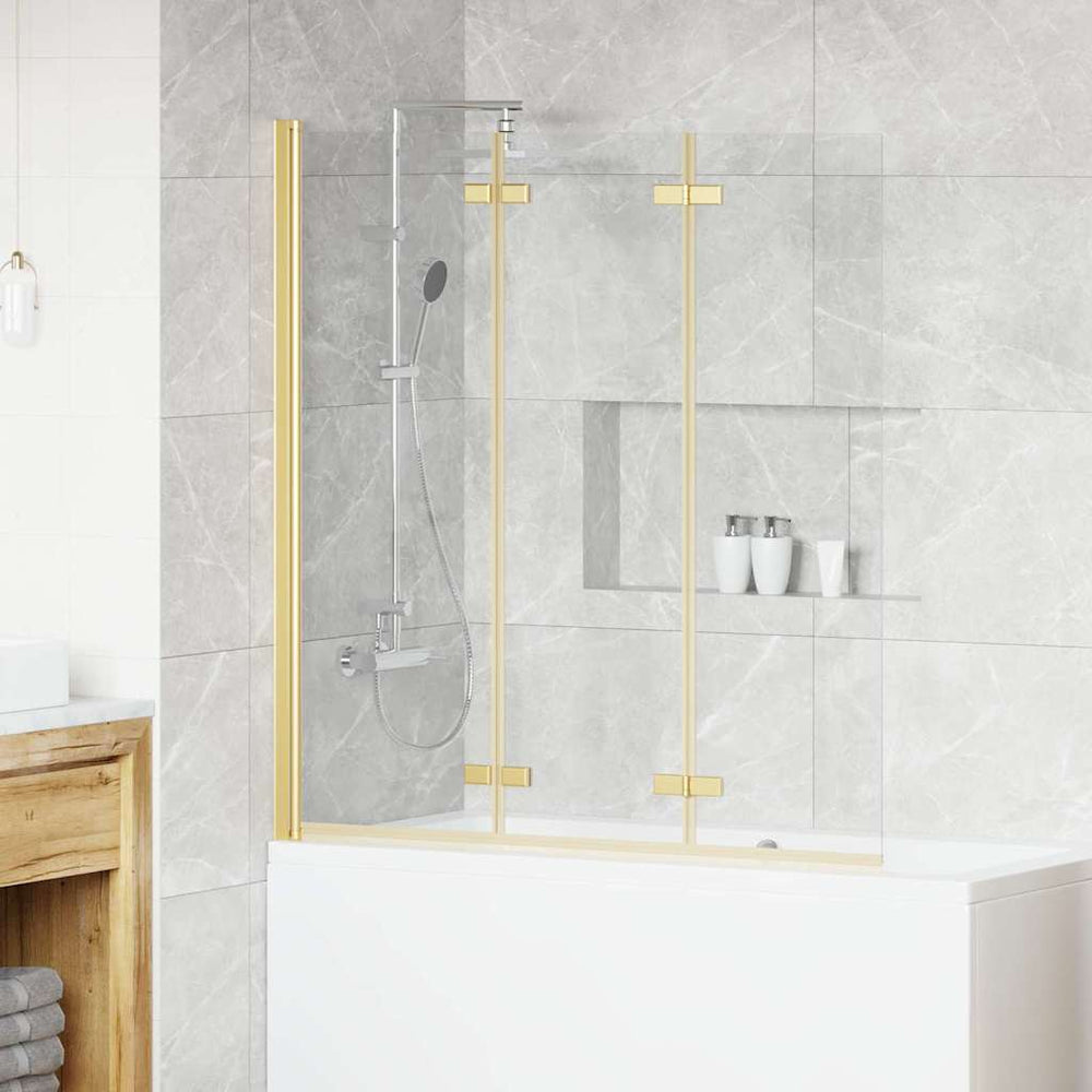 vidaXL Foldable Shower Screen Gold 130 x 138 cm