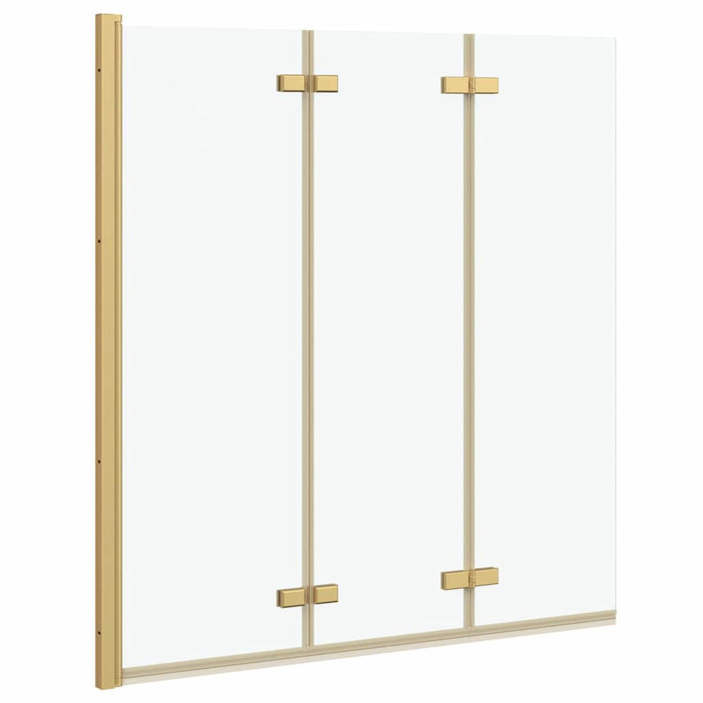 vidaXL Foldable Shower Screen Gold 130 x 138 cm