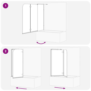 Geometrische Badewannenabtrennung Schwarz
