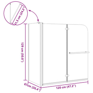 Bi-Fold Duschabtrennung Dunkel 120x67x129cm