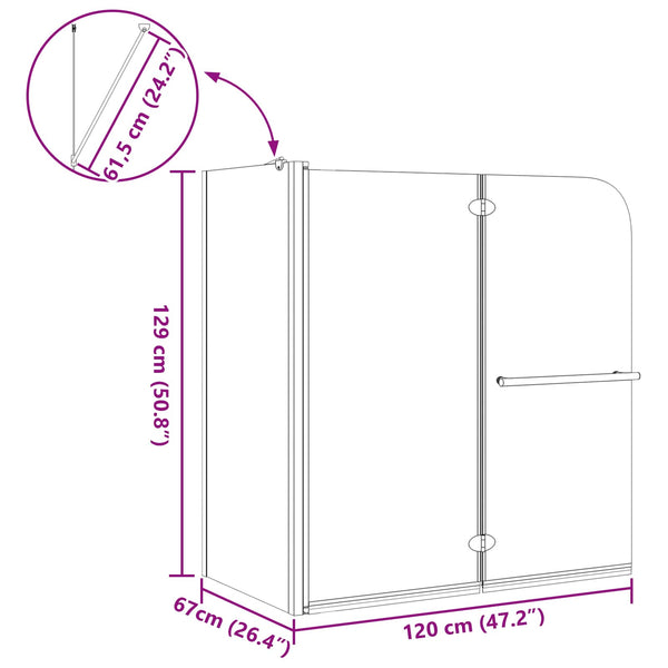 Bi-Fold Duschabtrennung Dunkel 120x67x129cm