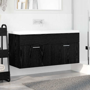 Waschbeckenunterschrank Schwarz Eiche Optik