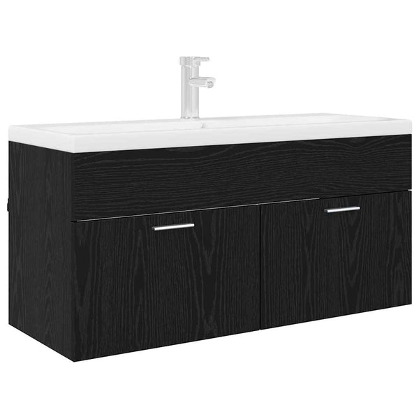 Waschbeckenunterschrank Schwarz Eiche Optik