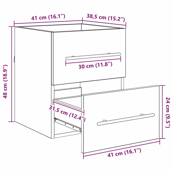 Waschbeckenunterschrank Sonoma-Eiche 38,5 cm