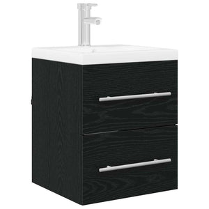Waschbeckenunterschrank Schwarz Eichen-Optik