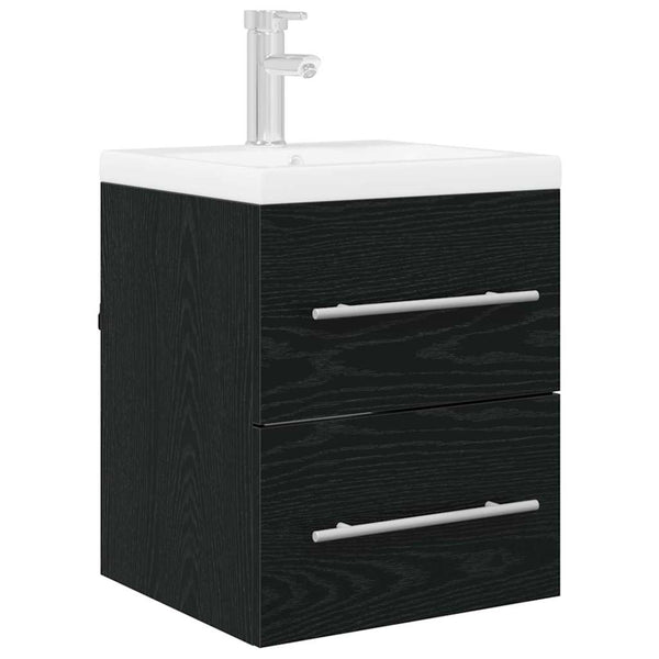 Waschbeckenunterschrank Schwarz Eichen-Optik