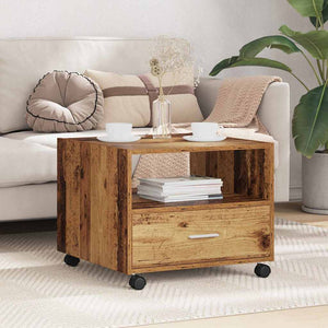 Couchtisch Altholz mit Schubladen 55x55 cm