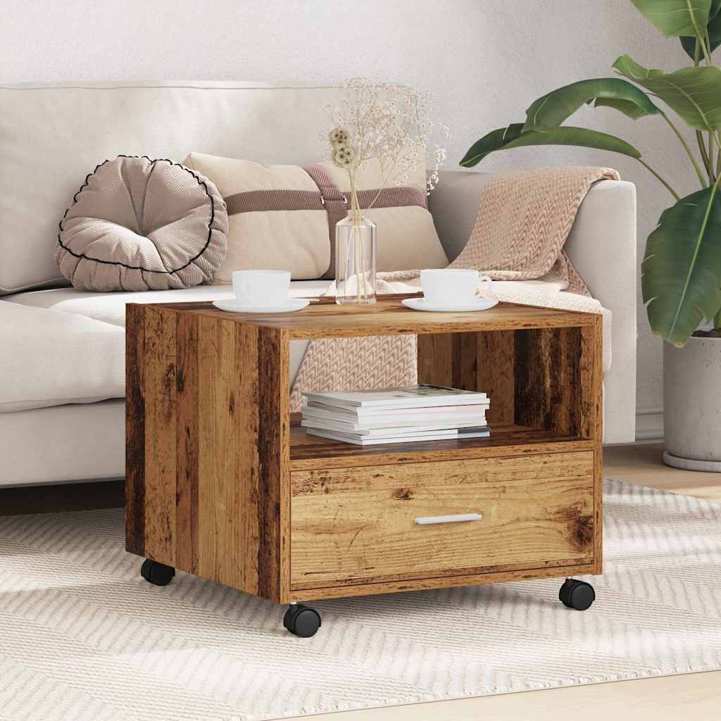 Couchtisch Altholz mit Schubladen 55x55 cm
