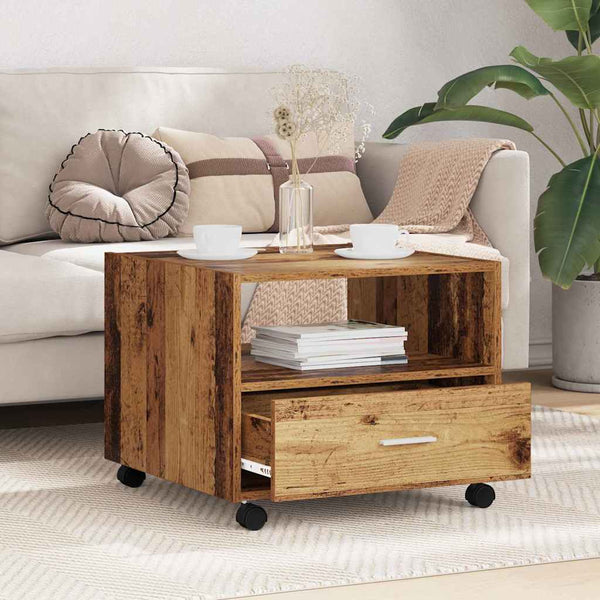 Couchtisch Altholz mit Schubladen 55x55 cm