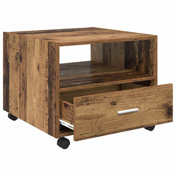 Couchtisch Altholz mit Schubladen 55x55 cm