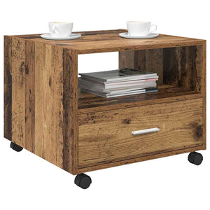 Couchtisch Altholz mit Schubladen 55x55 cm