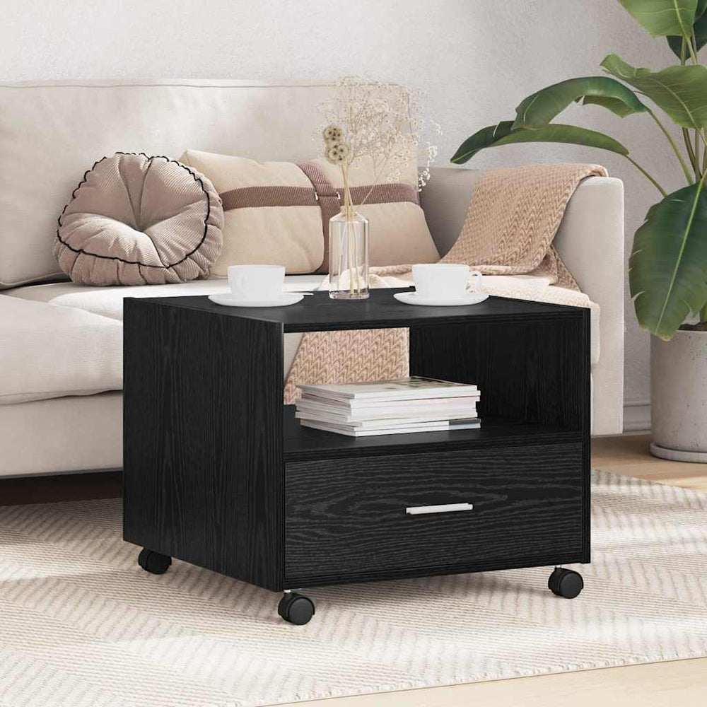 Schwarzer Couchtisch Eichenoptik 55x55 cm