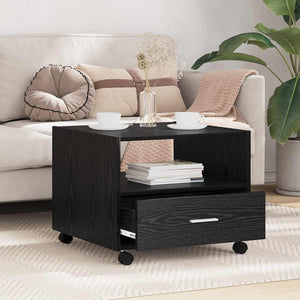 Schwarzer Couchtisch Eichenoptik 55x55 cm