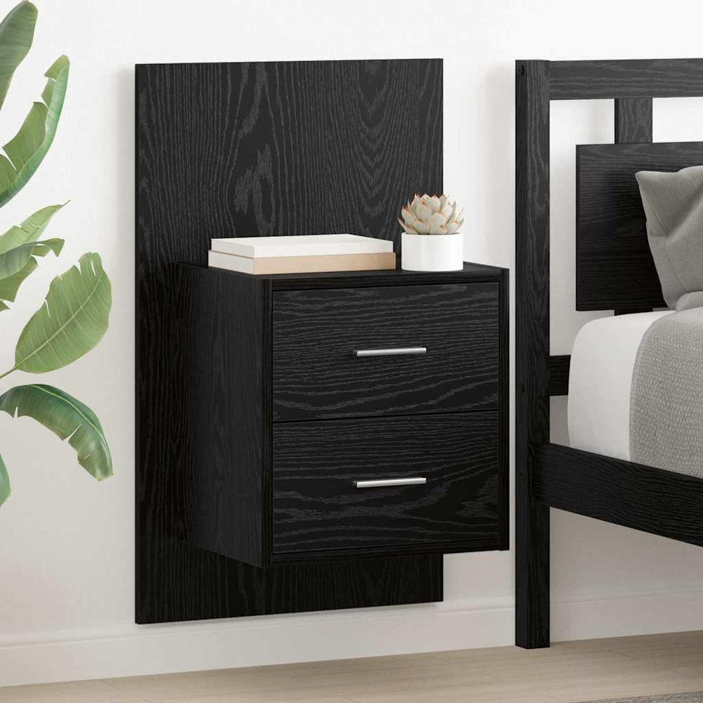 vidaXL Wall-Mounted Bedside Tables 2 pcs Black Oak Look