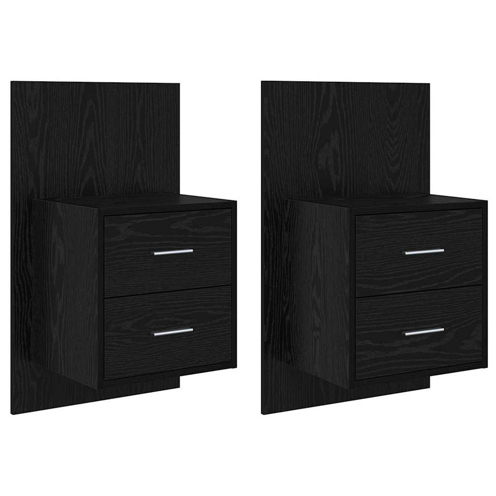 vidaXL Wall-Mounted Bedside Tables 2 pcs Black Oak Look