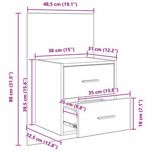 Wand-Nachttisch 2er-Set, Eichen-Optik