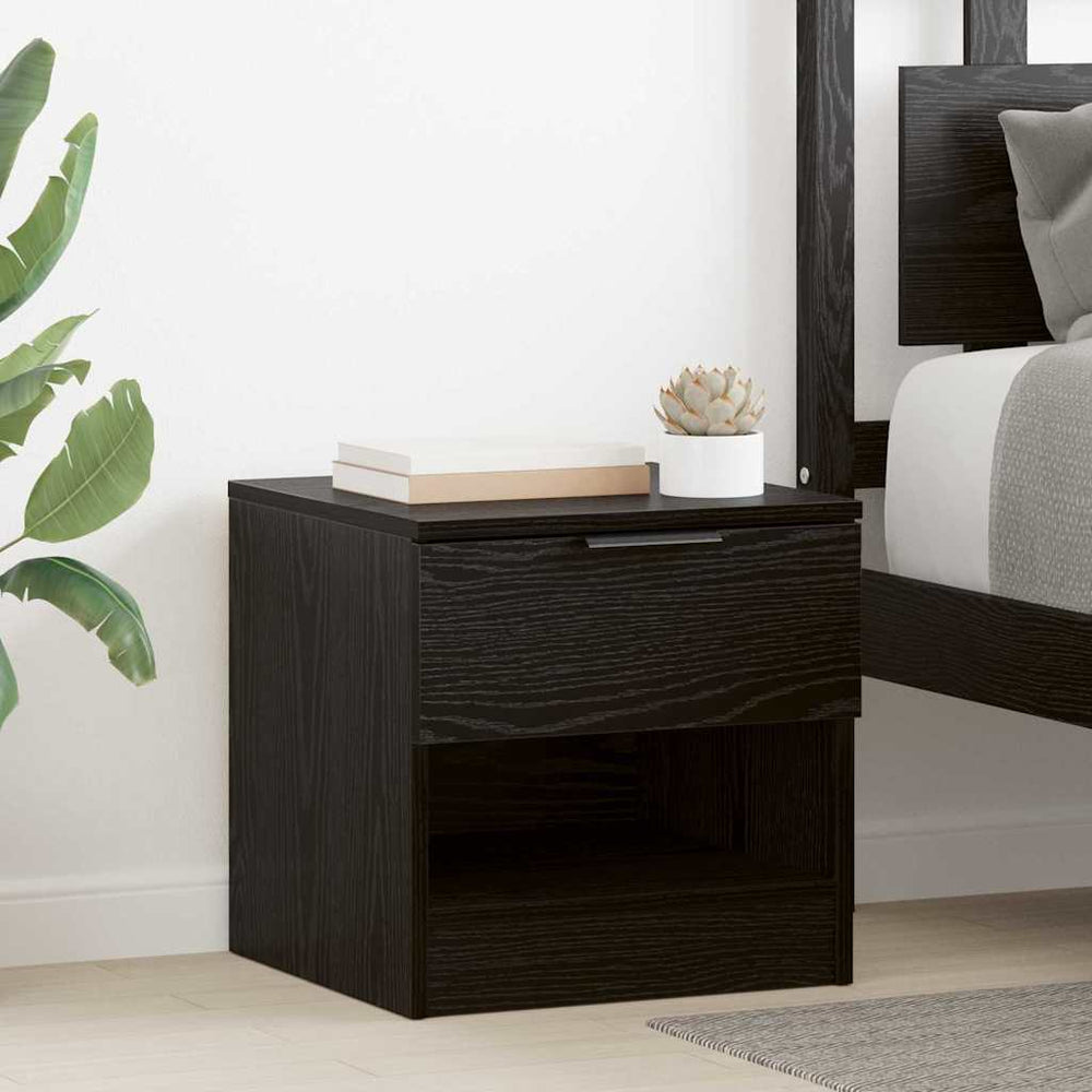 Bettschrank 2er Set Schwarz Eiche Optik
