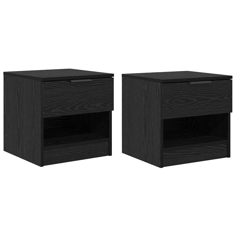 Bettschrank 2er Set Schwarz Eiche Optik
