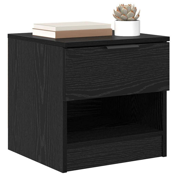 Bettschrank 2er Set Schwarz Eiche Optik