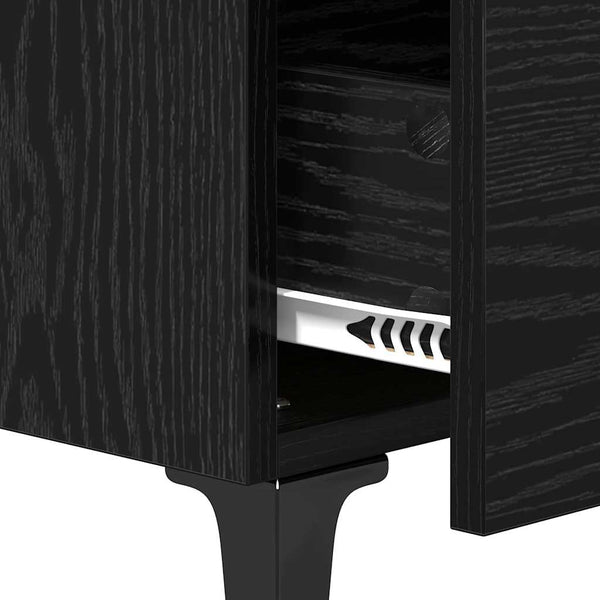 Bettschrank 2er Set Schwarz Eichen-Optik