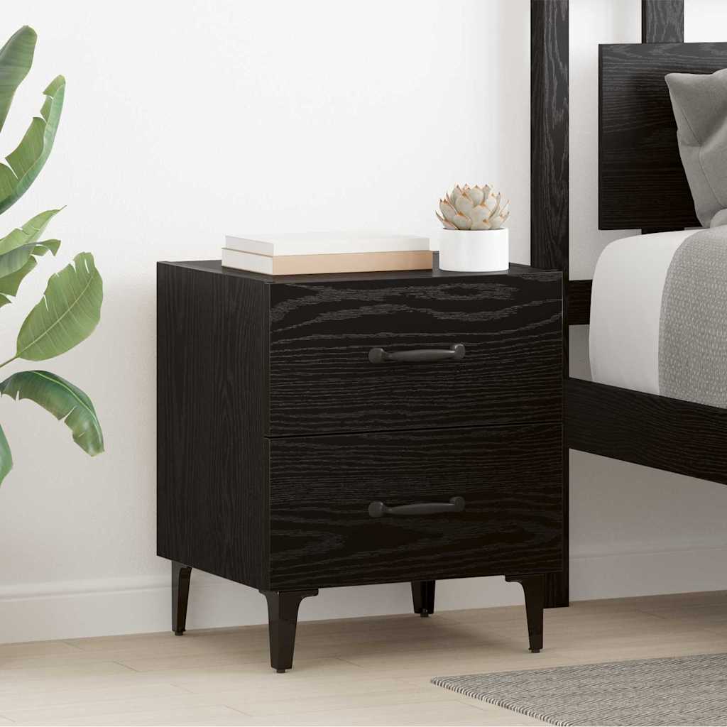 Bettschrank 2er Set Schwarz Eichen-Optik