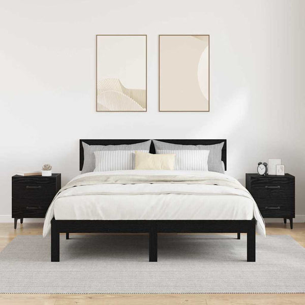 Bettschrank 2er Set Schwarz Eichen-Optik