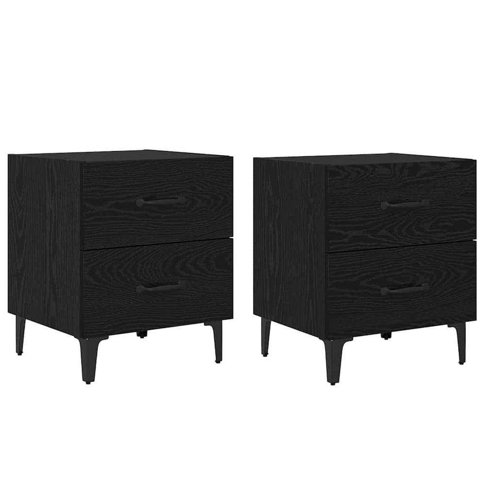 Bettschrank 2er Set Schwarz Eichen-Optik
