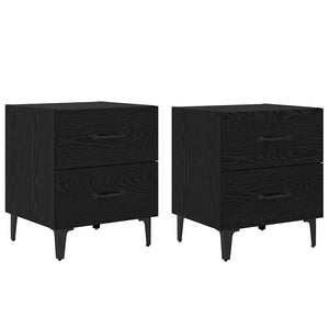Bettschrank 2er Set Schwarz Eichen-Optik