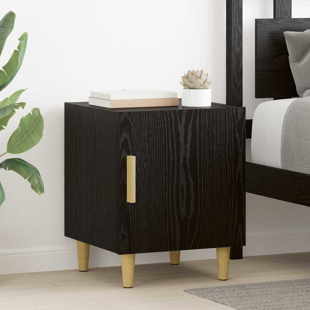 vidaXL Nightstand Black Oak Look 40 x 40 x 50 cm Engineered Wood