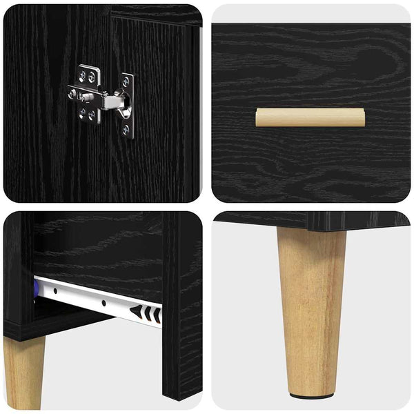 Highboard Schwarz Eichenoptik 70x115 cm