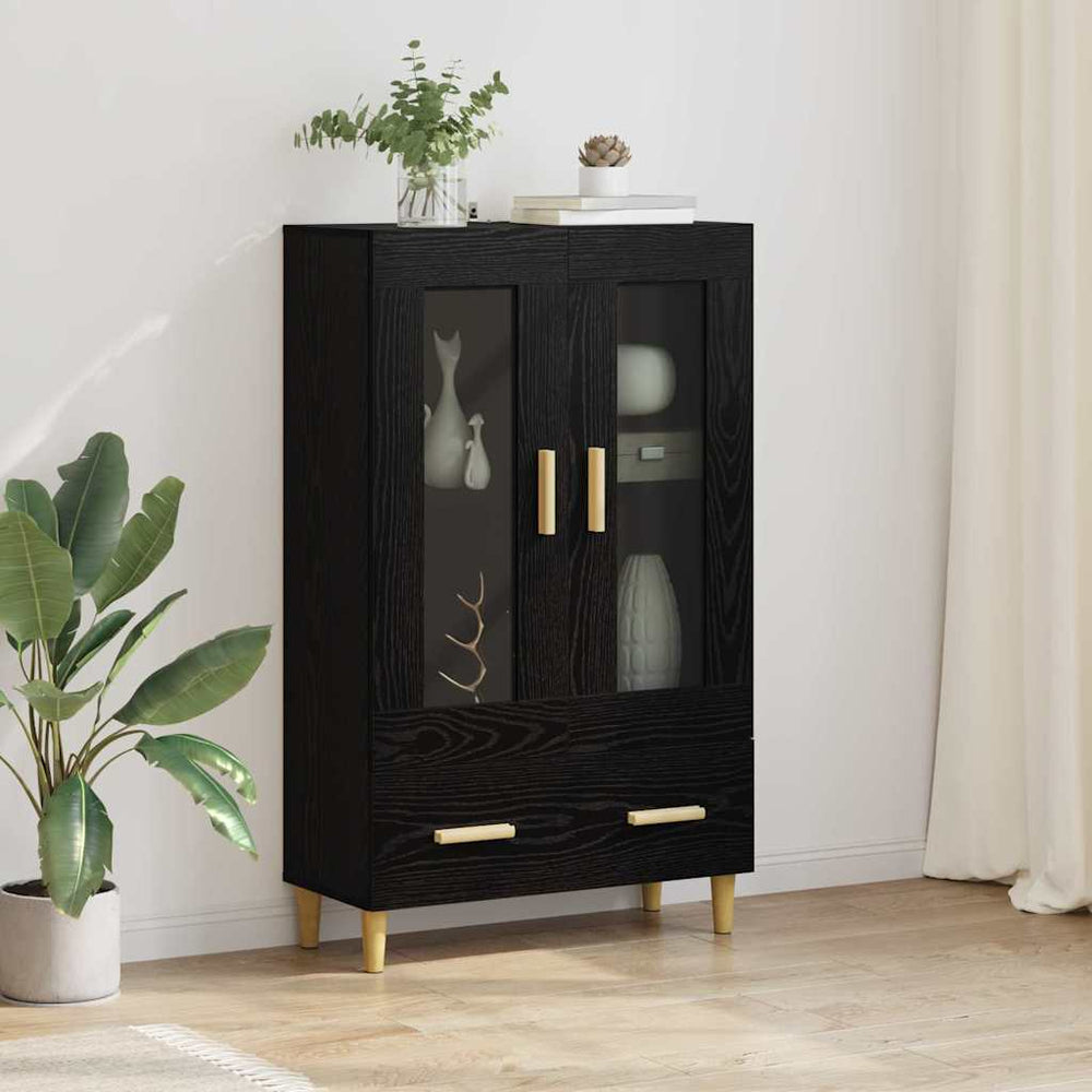 vidaXL Highboard Black Oak Look 70 x 31 x 115 cm Engineered Wood