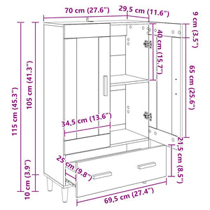 Highboard Schwarz Eichenoptik 70x115 cm