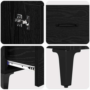 Highboard Schwarz Eichen-Optik mit Schubladen