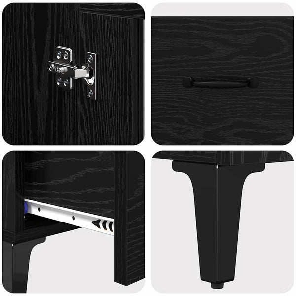 Highboard Schwarz Eichen-Optik mit Schubladen