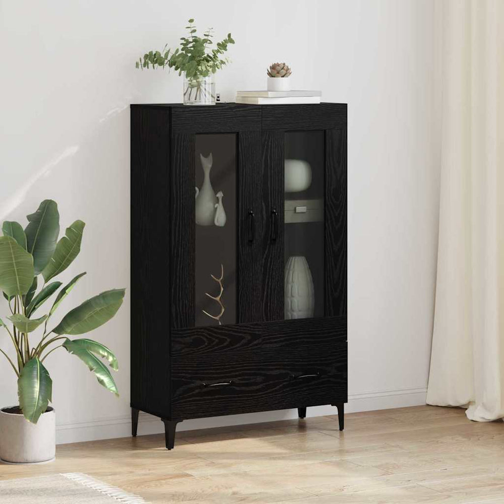 Highboard Schwarz Eichen-Optik mit Schubladen