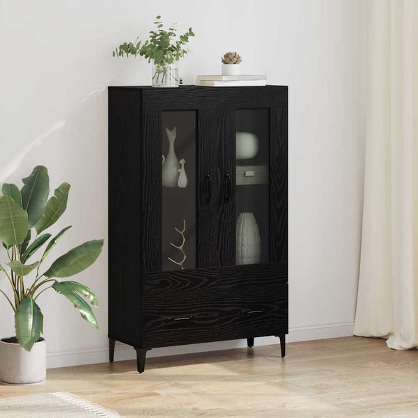 Highboard Schwarz Eichen-Optik mit Schubladen