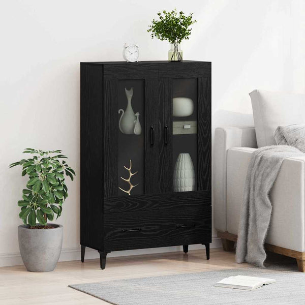 Highboard Schwarz Eichen-Optik mit Schubladen