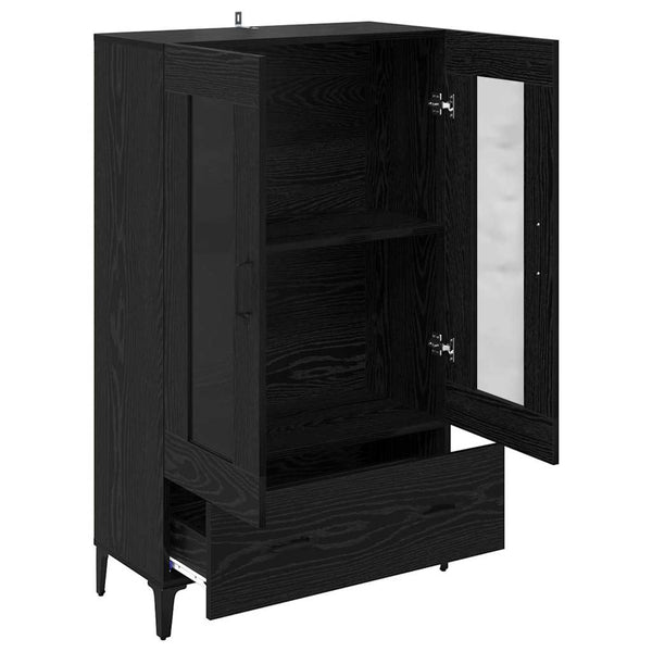 Highboard Schwarz Eichen-Optik mit Schubladen