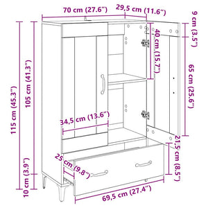 Highboard Schwarz Eichen-Optik mit Schubladen