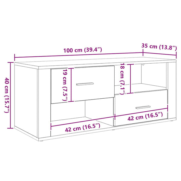TV-Schrank Schwarz Eichen-Optik 100 cm