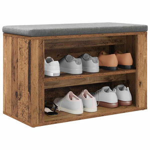 Schuhregal mit Sitzbank Altholz