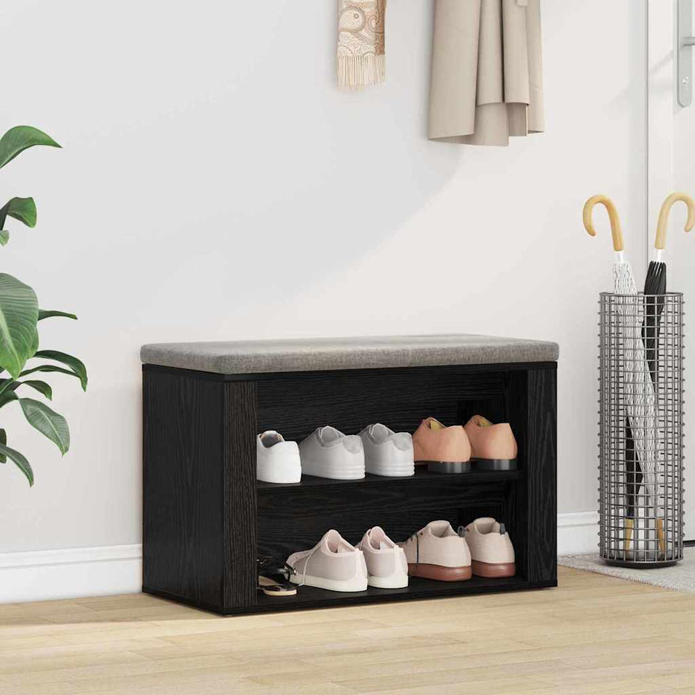 Schuhregal mit Sitzbank Eichen-Optik Schwarz
