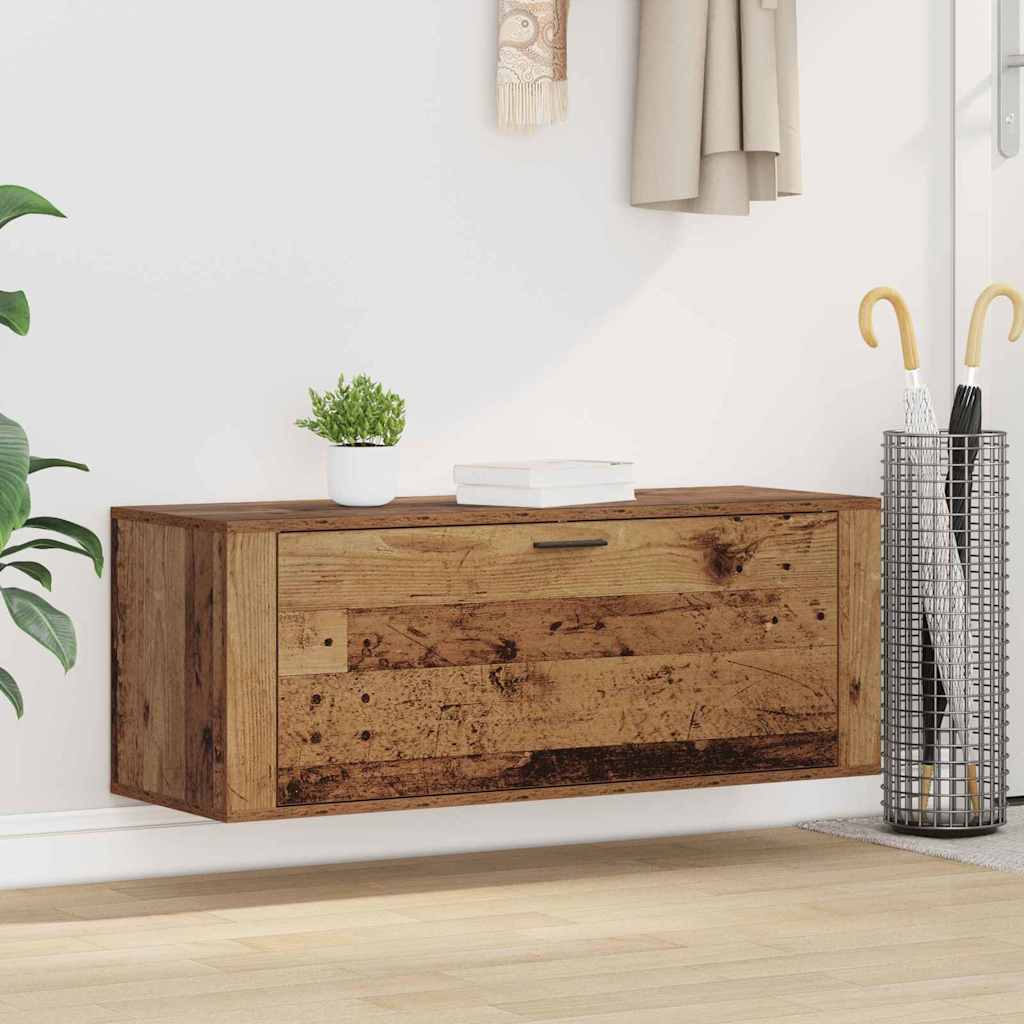 Schuhschrank Altholz mit Regal 100cm