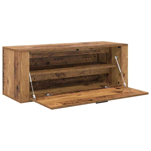 Schuhschrank Altholz mit Regal 100cm