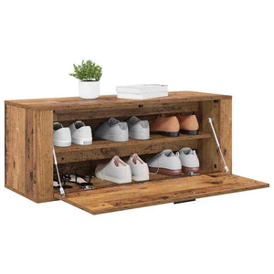 Schuhschrank Altholz mit Regal 100cm