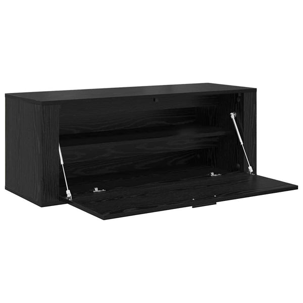 Schuhschrank Schwarz Eichen-Optik mit Regal