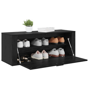 Schuhschrank Schwarz Eichen-Optik mit Regal