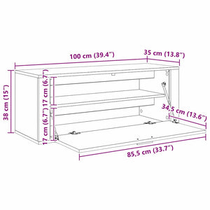Schuhschrank Schwarz Eichen-Optik mit Regal